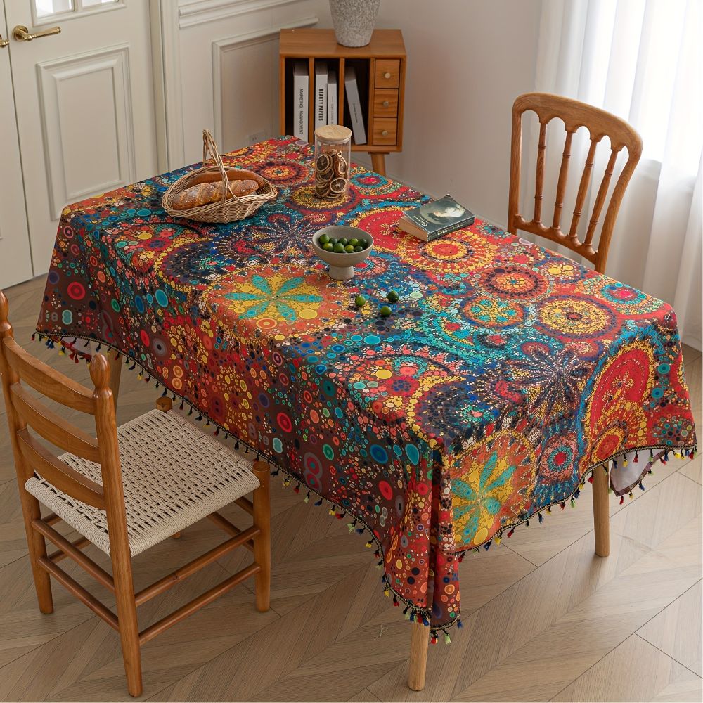 Hypno Bloom Tassel Tablecloth 1