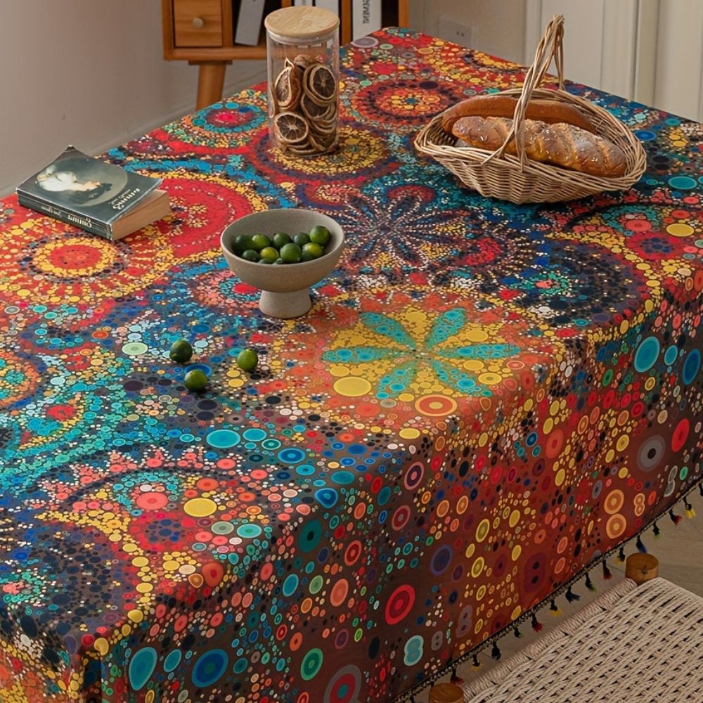 Hypno Bloom Tassel Tablecloth 2