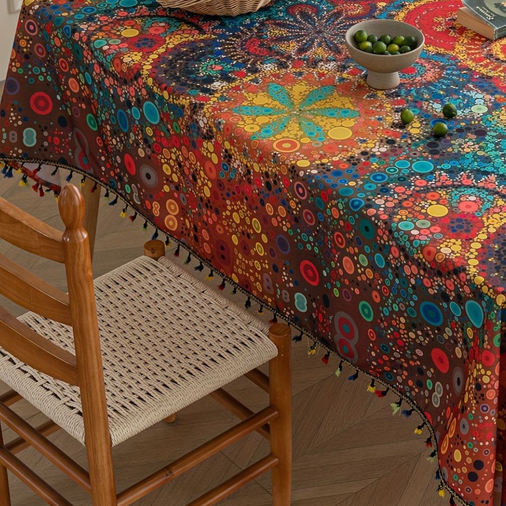 Hypno Bloom Tassel Tablecloth 3