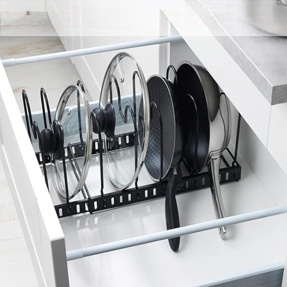 Iron Dish Pot Lid and Utensils Storage Rack 1