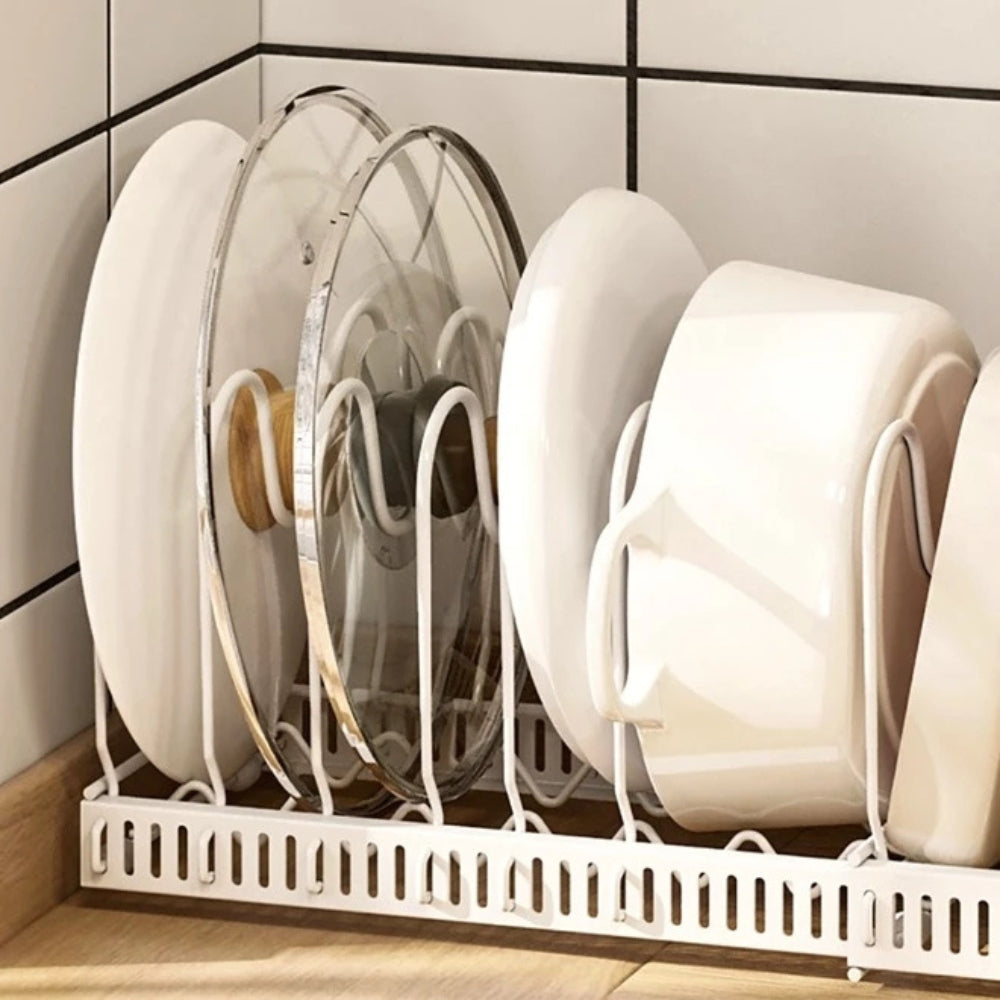 Iron Dish Pot Lid and Utensils Storage Rack 2