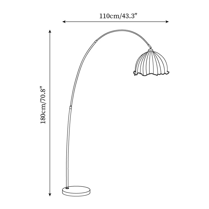 Kimala | Modern Arc Floor Lamp with Fabric Shade & Black Metal Base | Elegant Lighting for Contemporary Spaces