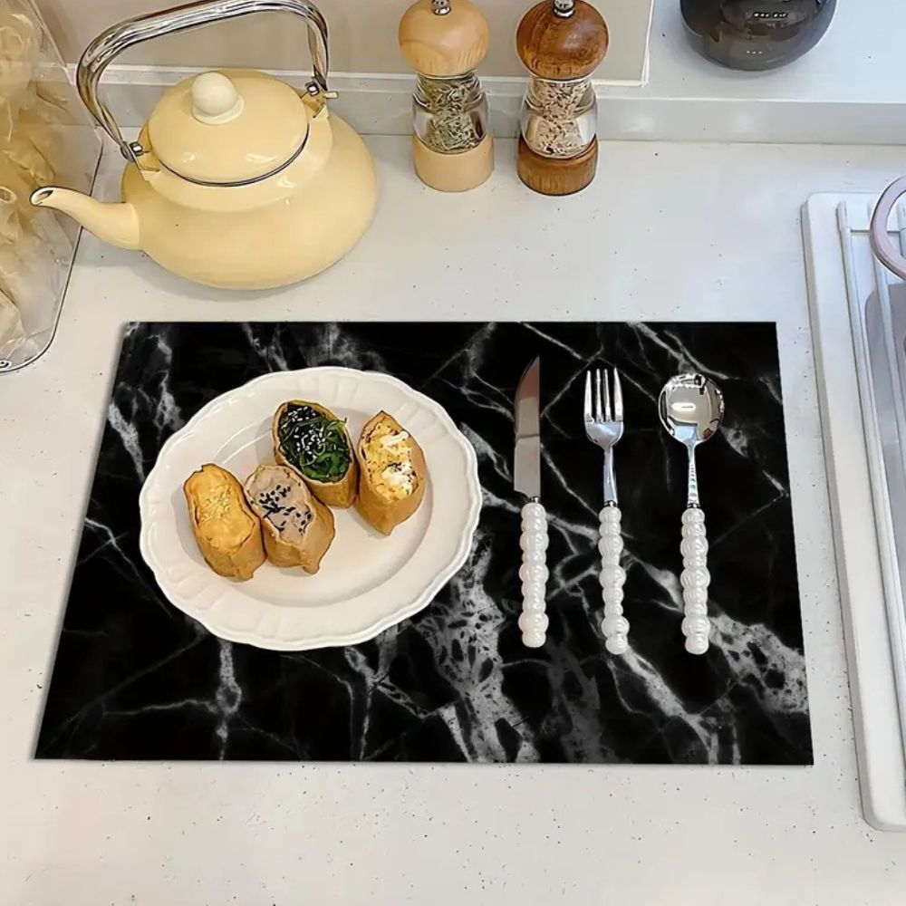 Marble Print Dish Drying Mat 1