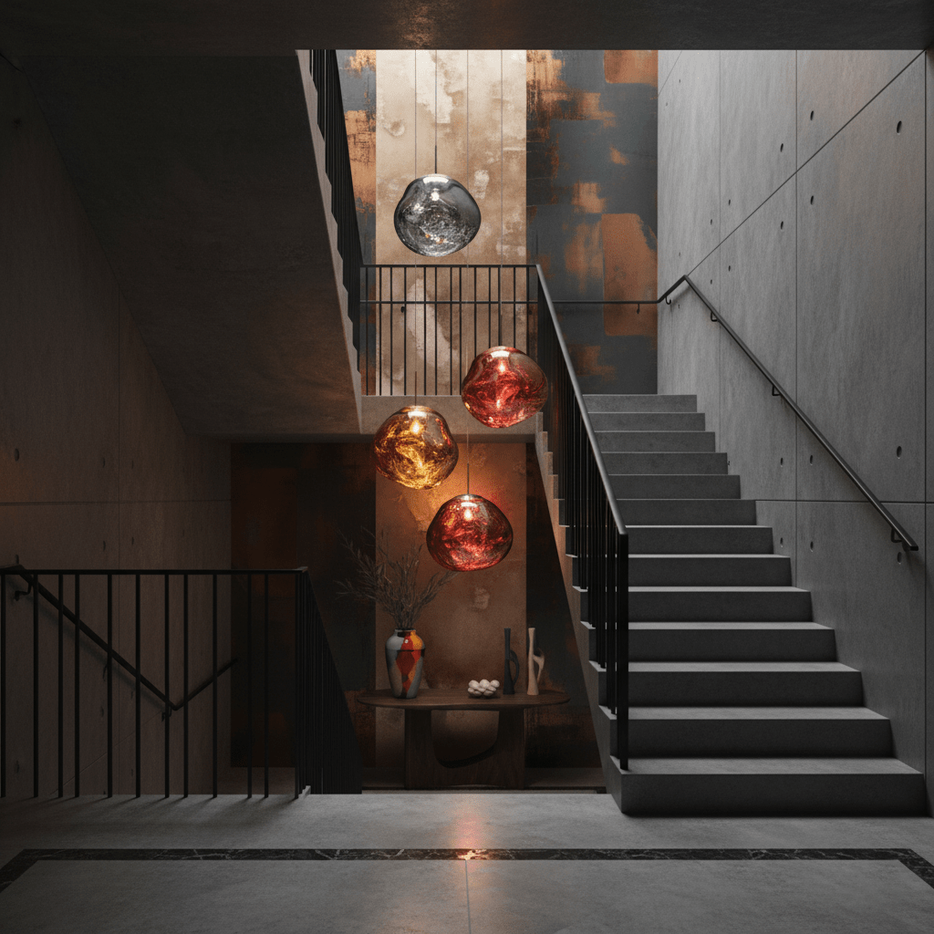 Glam Sculptural Mirrored Pendant Light