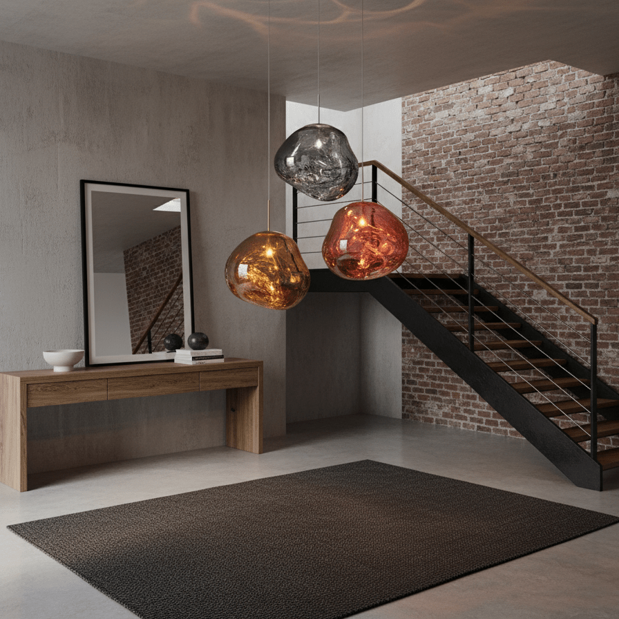 Glam Sculptural Mirrored Pendant Light