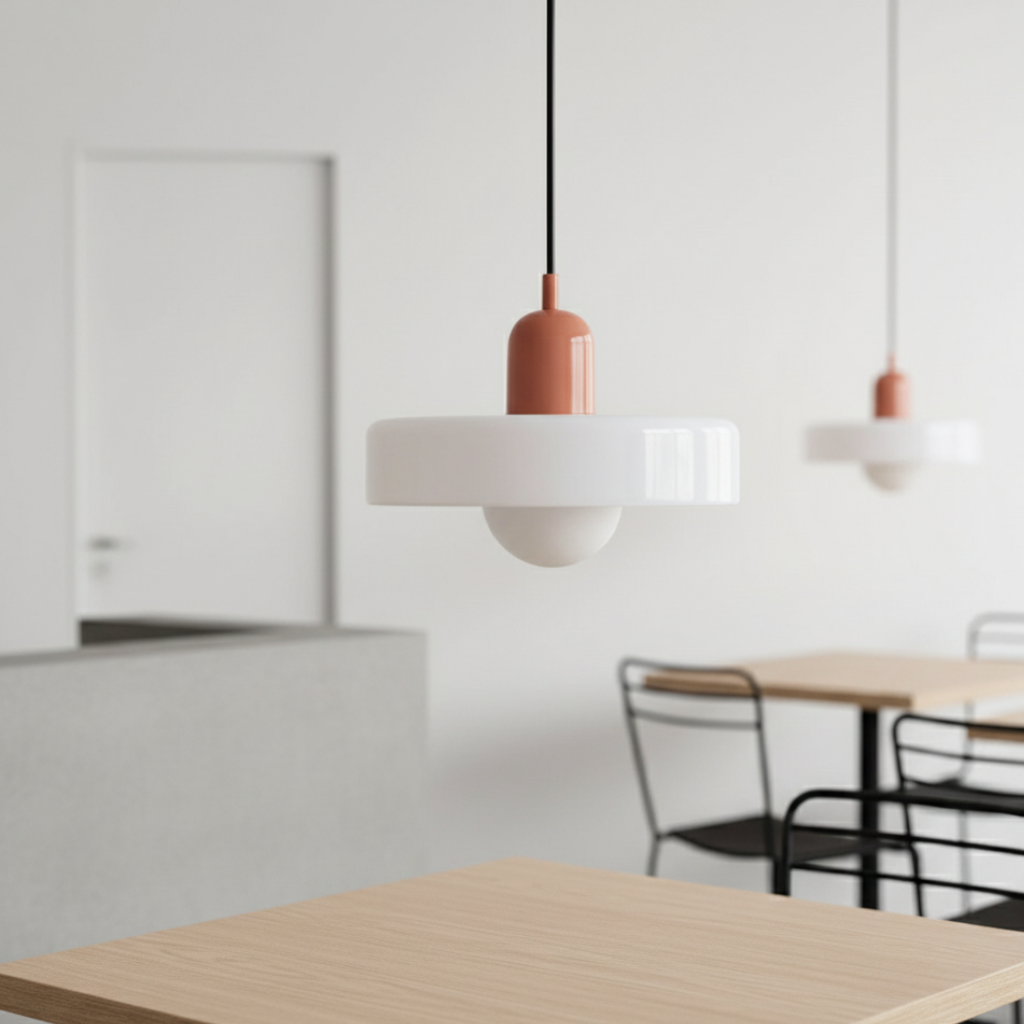 Modern Glass Pendant Light | Bauhaus-Inspired Design with Colorful Shade | Stylish Kitchen Island Lighting for Warm Illumination