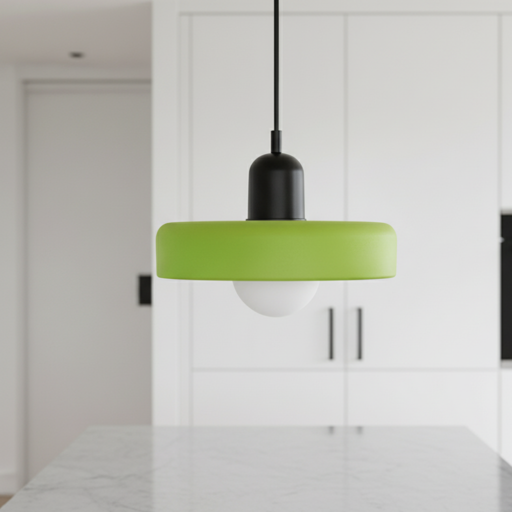 Modern Glass Pendant Light | Bauhaus-Inspired Design with Colorful Shade | Stylish Kitchen Island Lighting for Warm Illumination