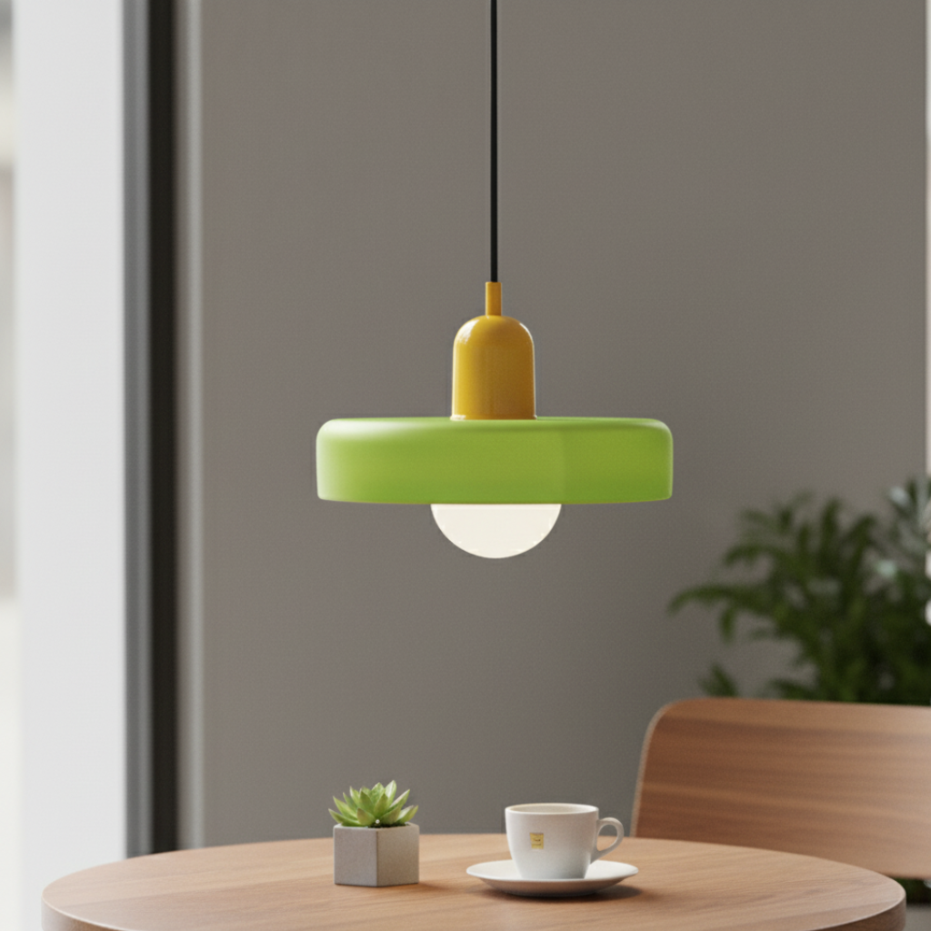 Modern Glass Pendant Light | Bauhaus-Inspired Design with Colorful Shade | Stylish Kitchen Island Lighting for Warm Illumination