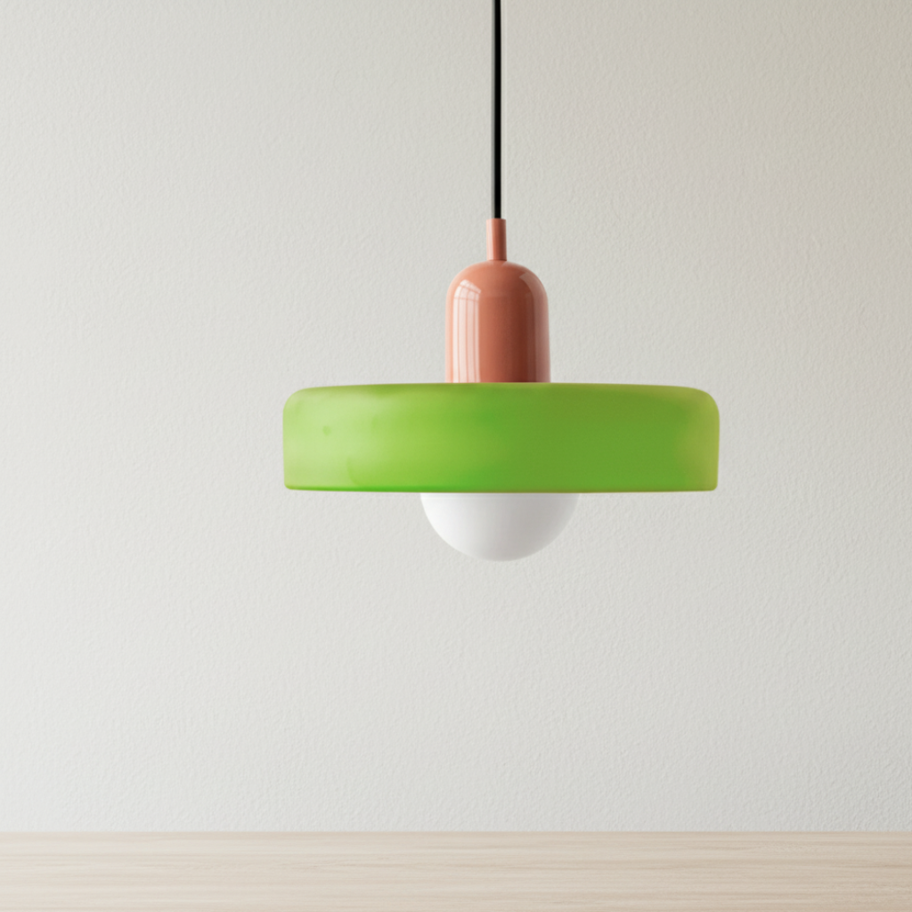 Modern Glass Pendant Light | Bauhaus-Inspired Design with Colorful Shade | Stylish Kitchen Island Lighting for Warm Illumination