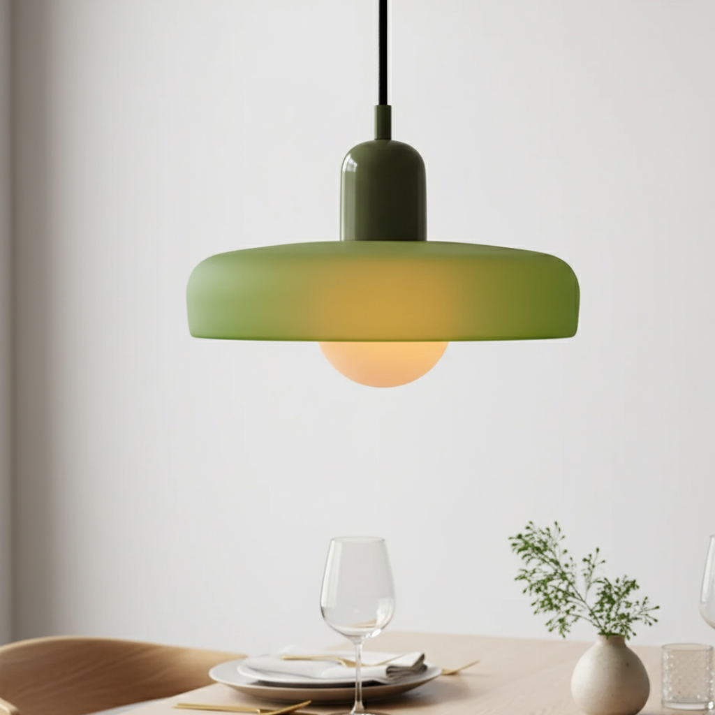 Modern Glass Pendant Light | Bauhaus-Inspired Design with Colorful Shade | Stylish Kitchen Island Lighting for Warm Illumination