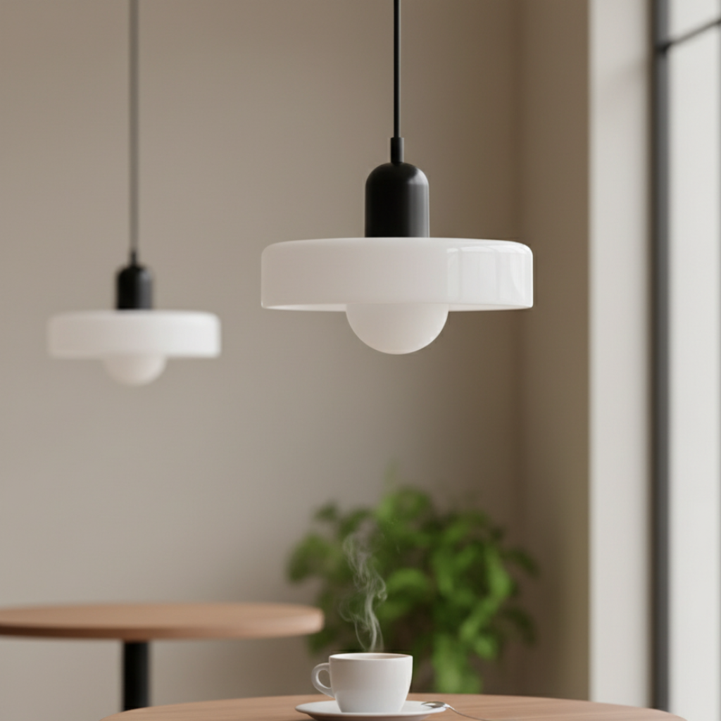 Modern Glass Pendant Light | Bauhaus-Inspired Design with Colorful Shade | Stylish Kitchen Island Lighting for Warm Illumination