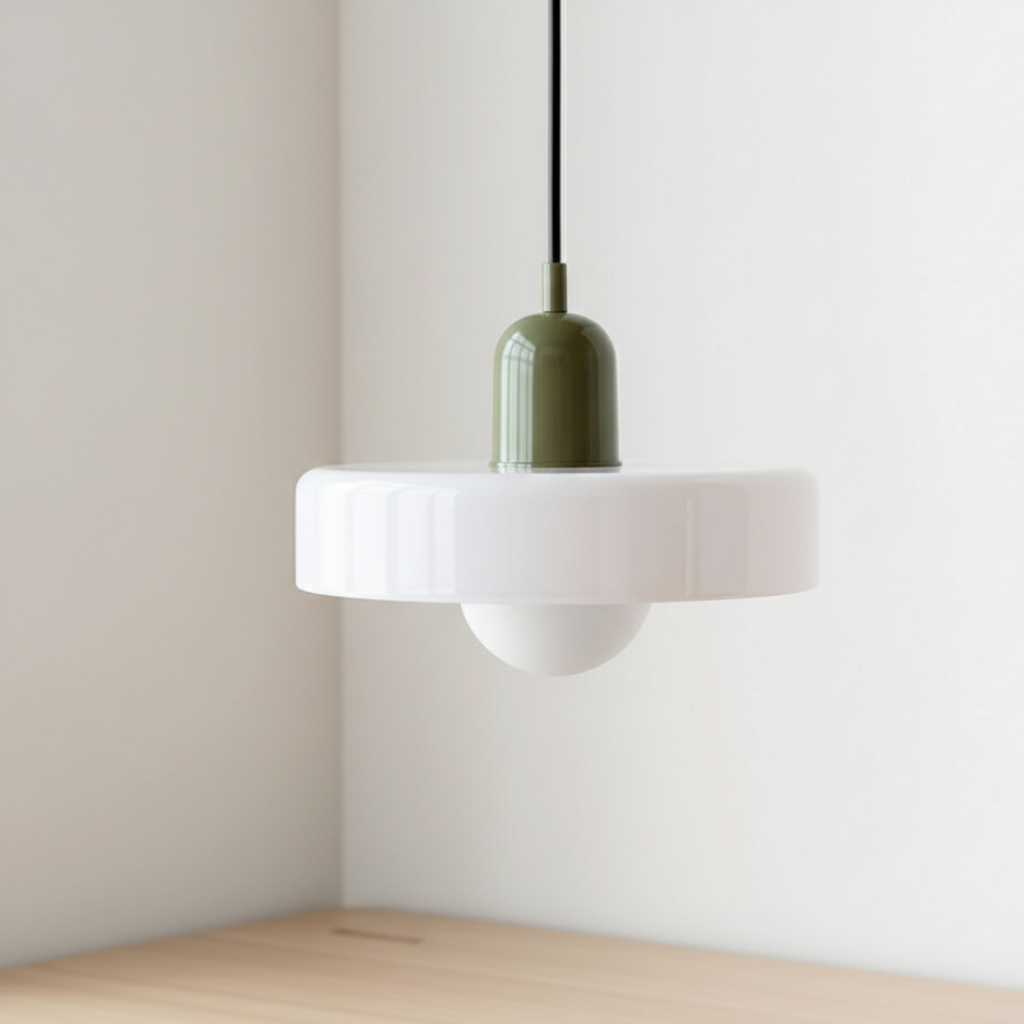 Modern Glass Pendant Light | Bauhaus-Inspired Design with Colorful Shade | Stylish Kitchen Island Lighting for Warm Illumination