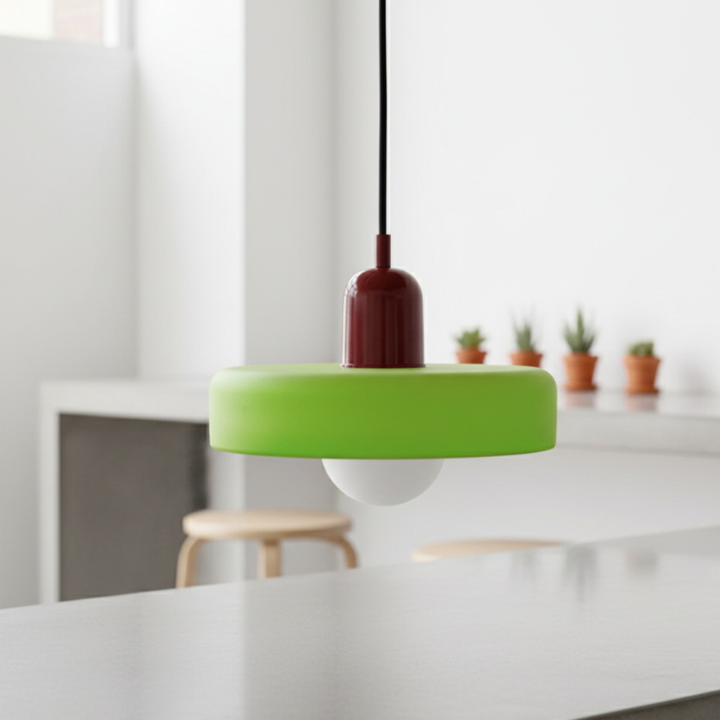 Modern Glass Pendant Light | Bauhaus-Inspired Design with Colorful Shade | Stylish Kitchen Island Lighting for Warm Illumination