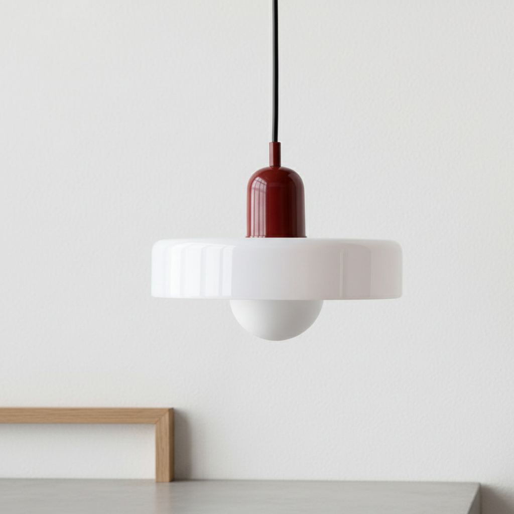 Modern Glass Pendant Light | Bauhaus-Inspired Design with Colorful Shade | Stylish Kitchen Island Lighting for Warm Illumination