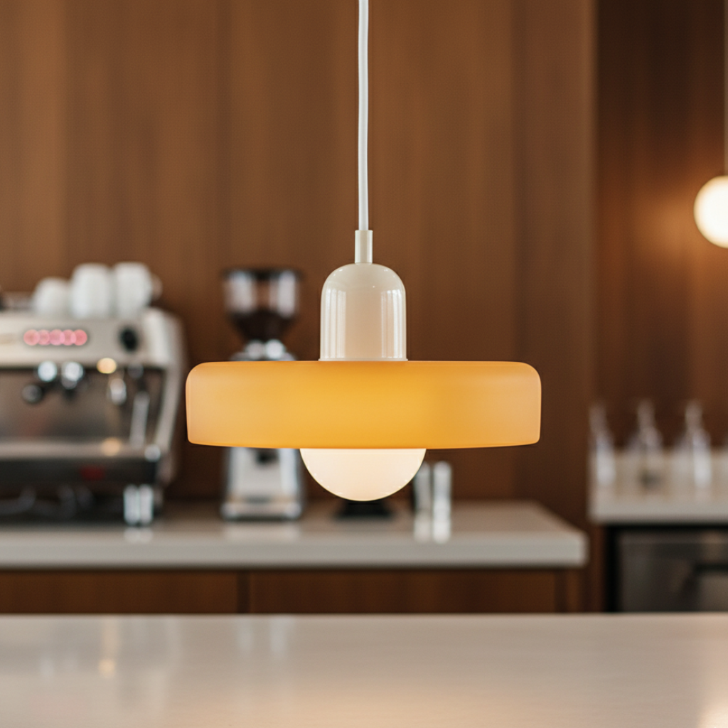 Modern Glass Pendant Light | Bauhaus-Inspired Design with Colorful Shade | Stylish Kitchen Island Lighting for Warm Illumination