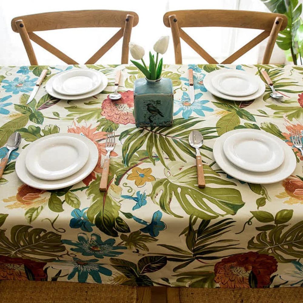 Monstera Leaves Cotton Tablecloth 4