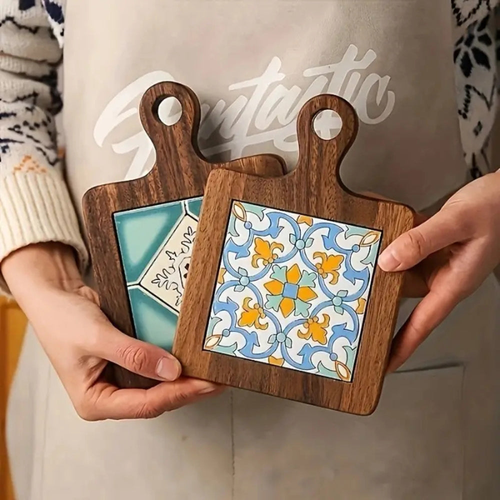 Moroccan Ebony Floral Wooden Trivets 2