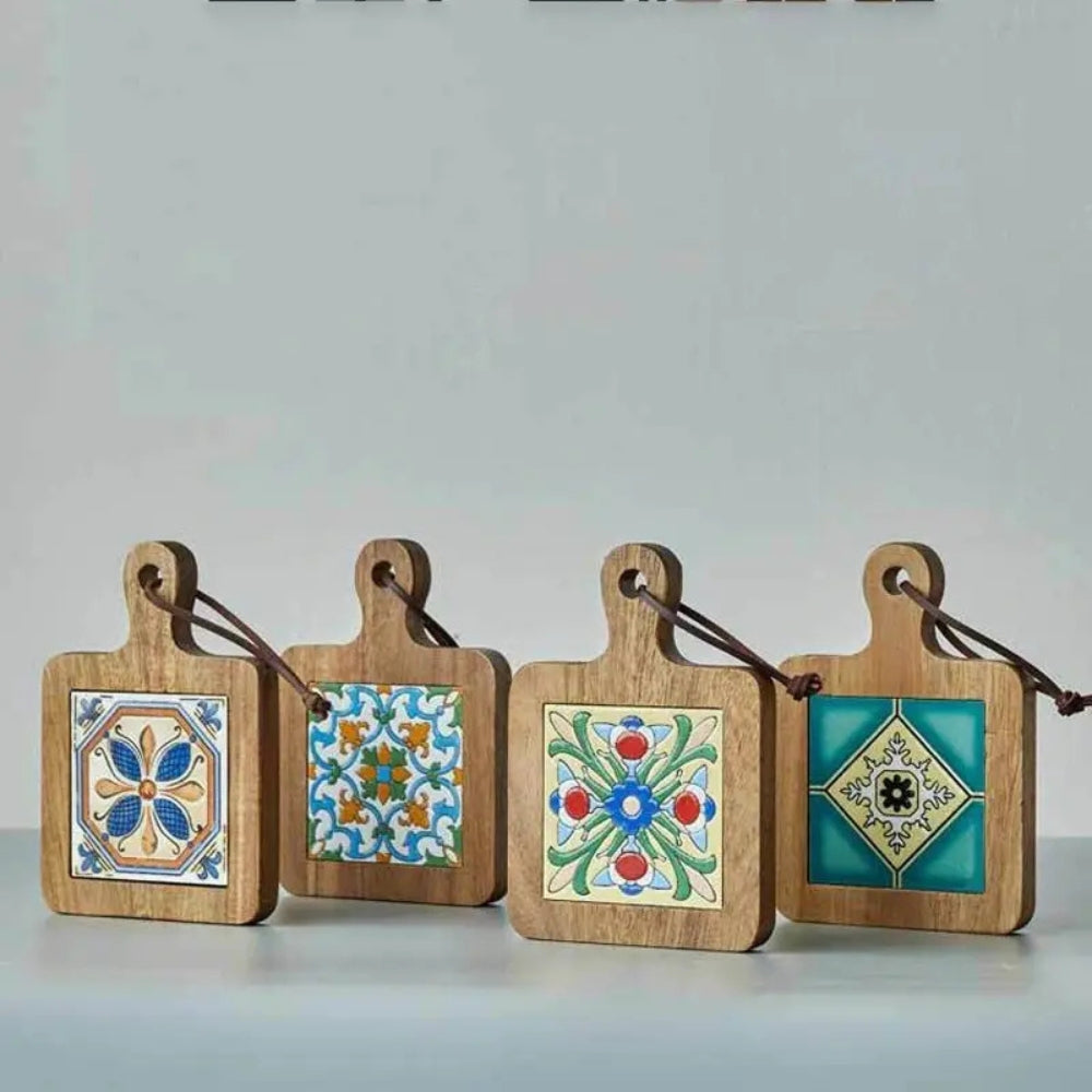 Moroccan Ebony Floral Wooden Trivets 6