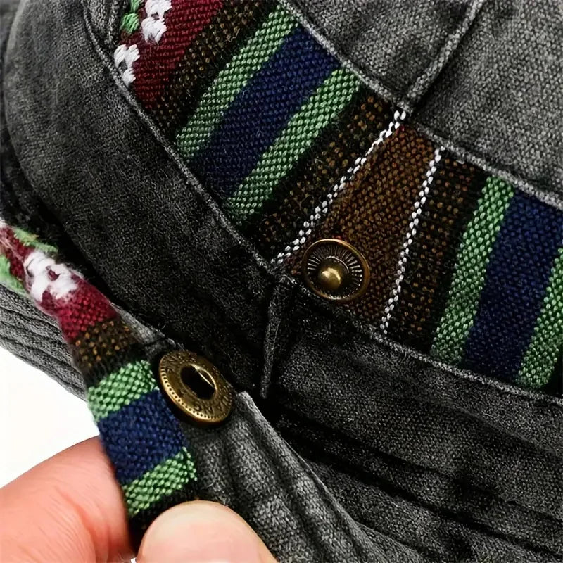 Boho Trim Wide-Brim UV Bucket Hat