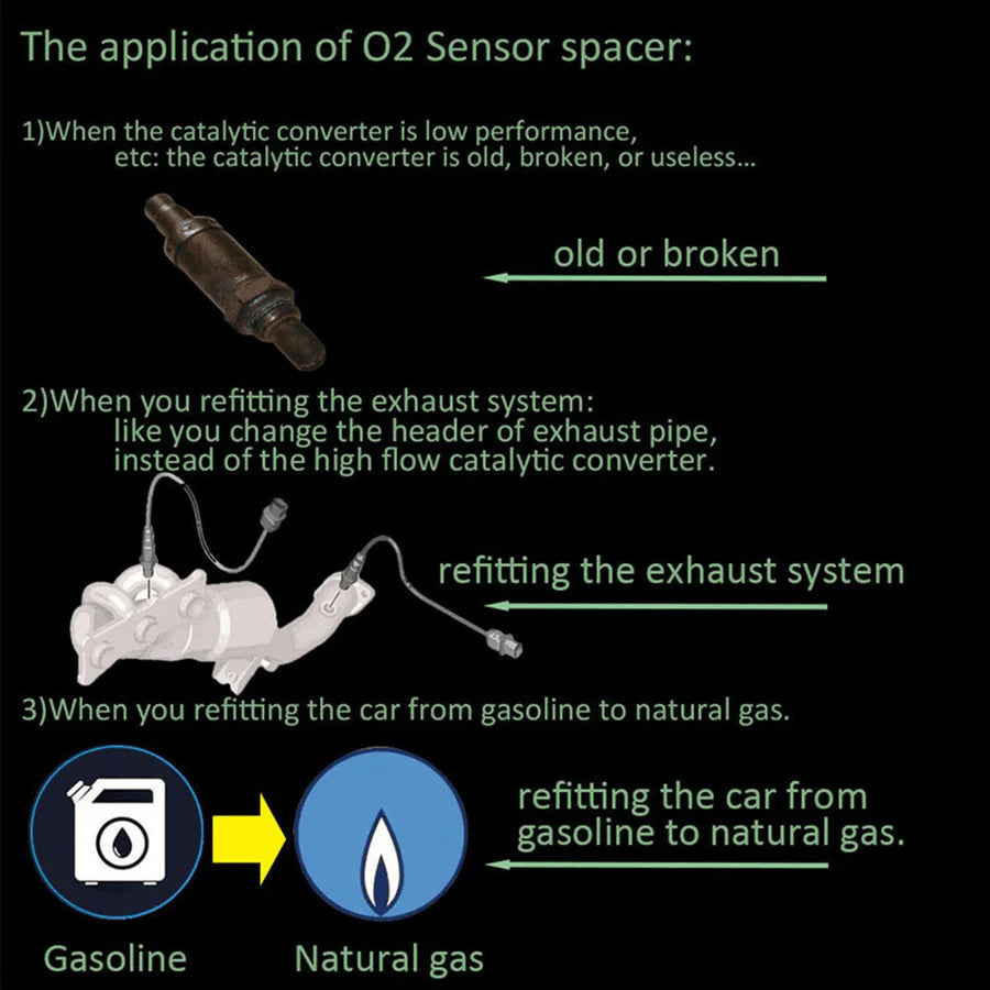 O2 Sensor Adapter | Car Oxygen Sensor Fix with Integrated Catalytic Converter | Durable Stainless Steel Design for Off-Road Performance 3