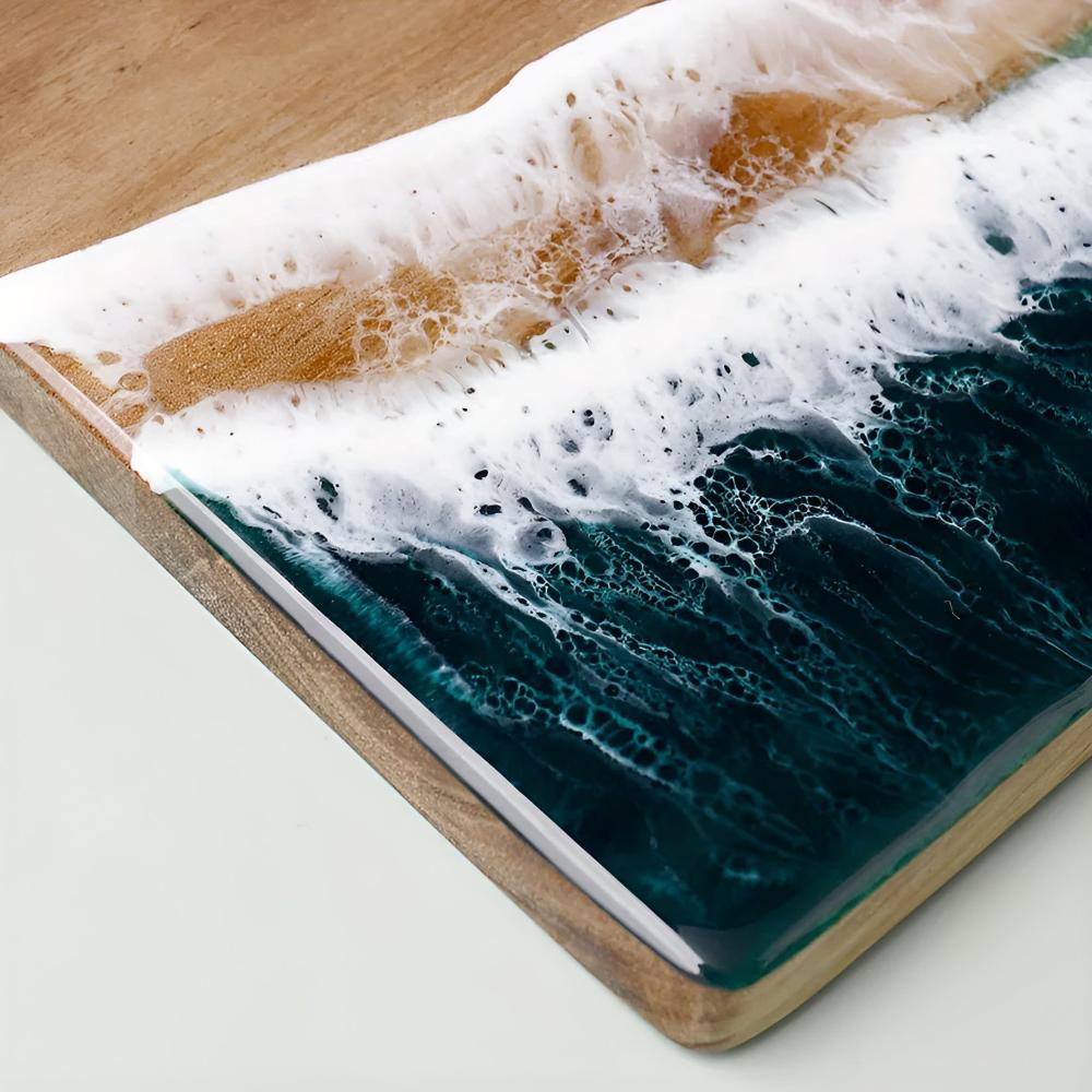 Ocean Wave Resin Acacia Wood Cutting Board 1
