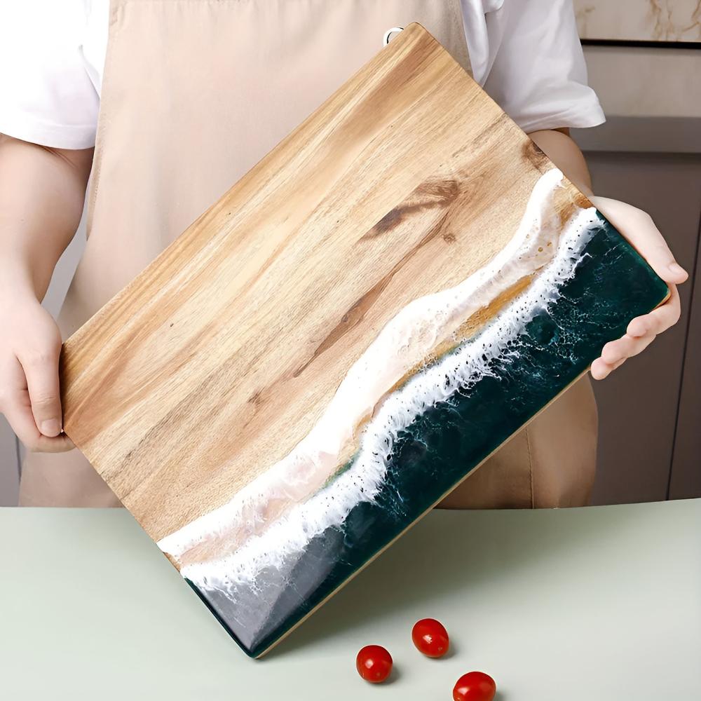 Ocean Wave Resin Acacia Wood Cutting Board 3
