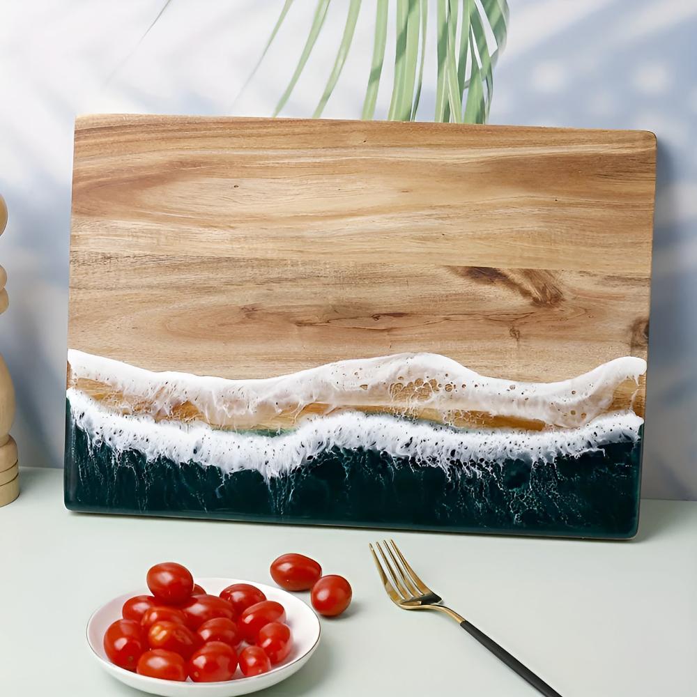 Ocean Wave Resin Acacia Wood Cutting Board 4