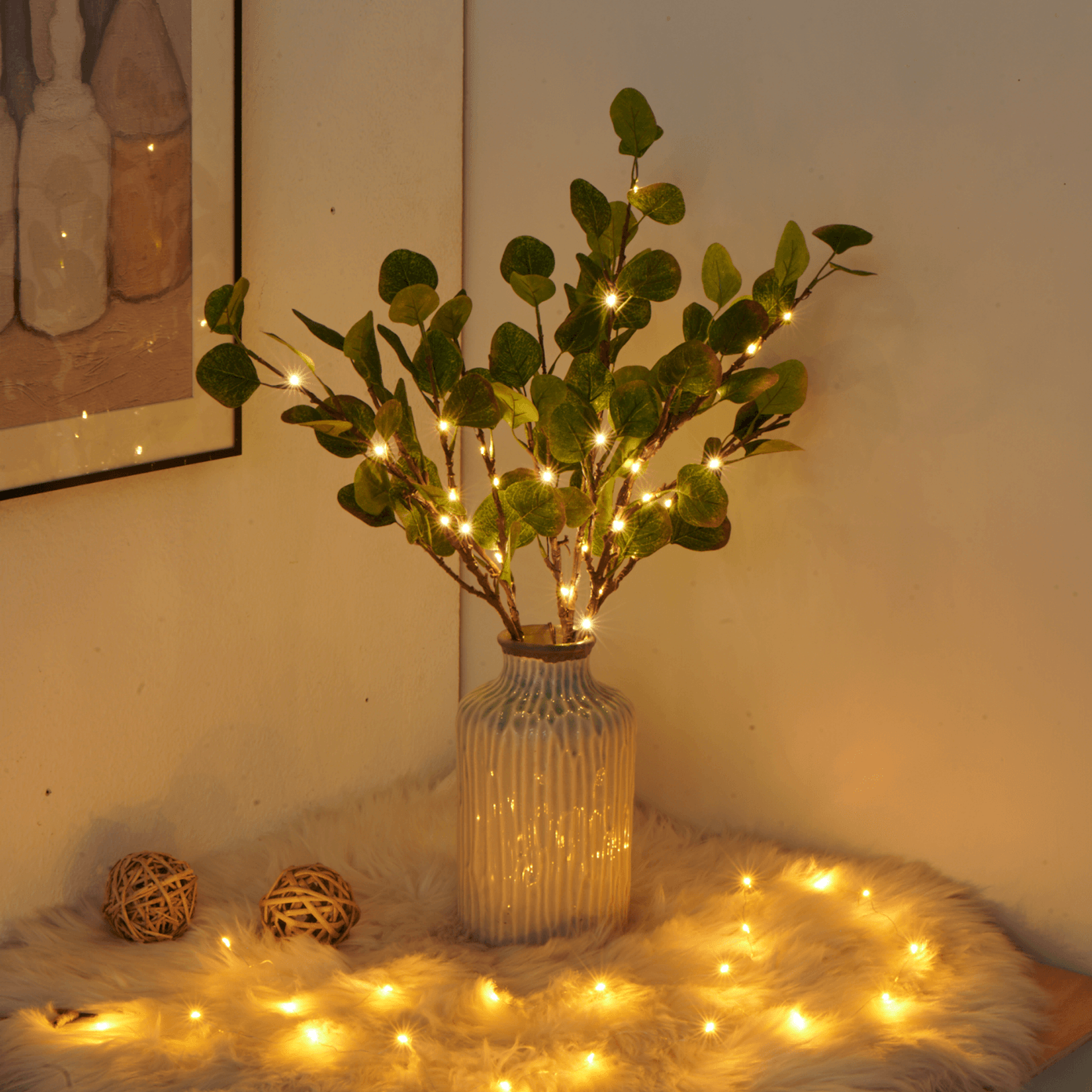 OliveGlow | Enchanting Warm White Battery Operated Fairy Light Branch 7