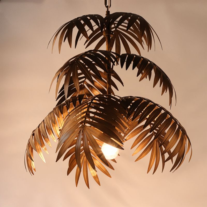 Palmae | Tropical Leaf Modern Chandelier with Sleek Metallic Finish | Stunning Lighting for Coastal Vibe