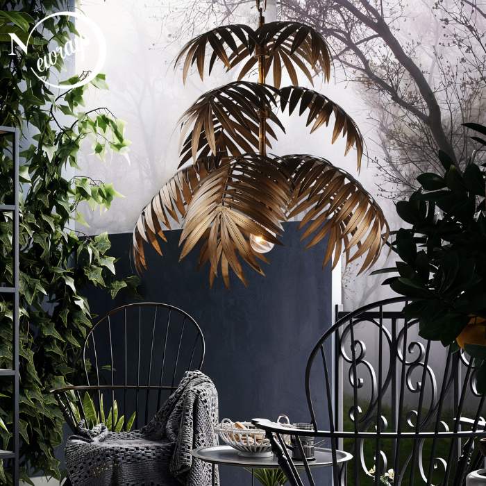 Palmae | Tropical Leaf Modern Chandelier with Sleek Metallic Finish | Stunning Lighting for Coastal Vibe