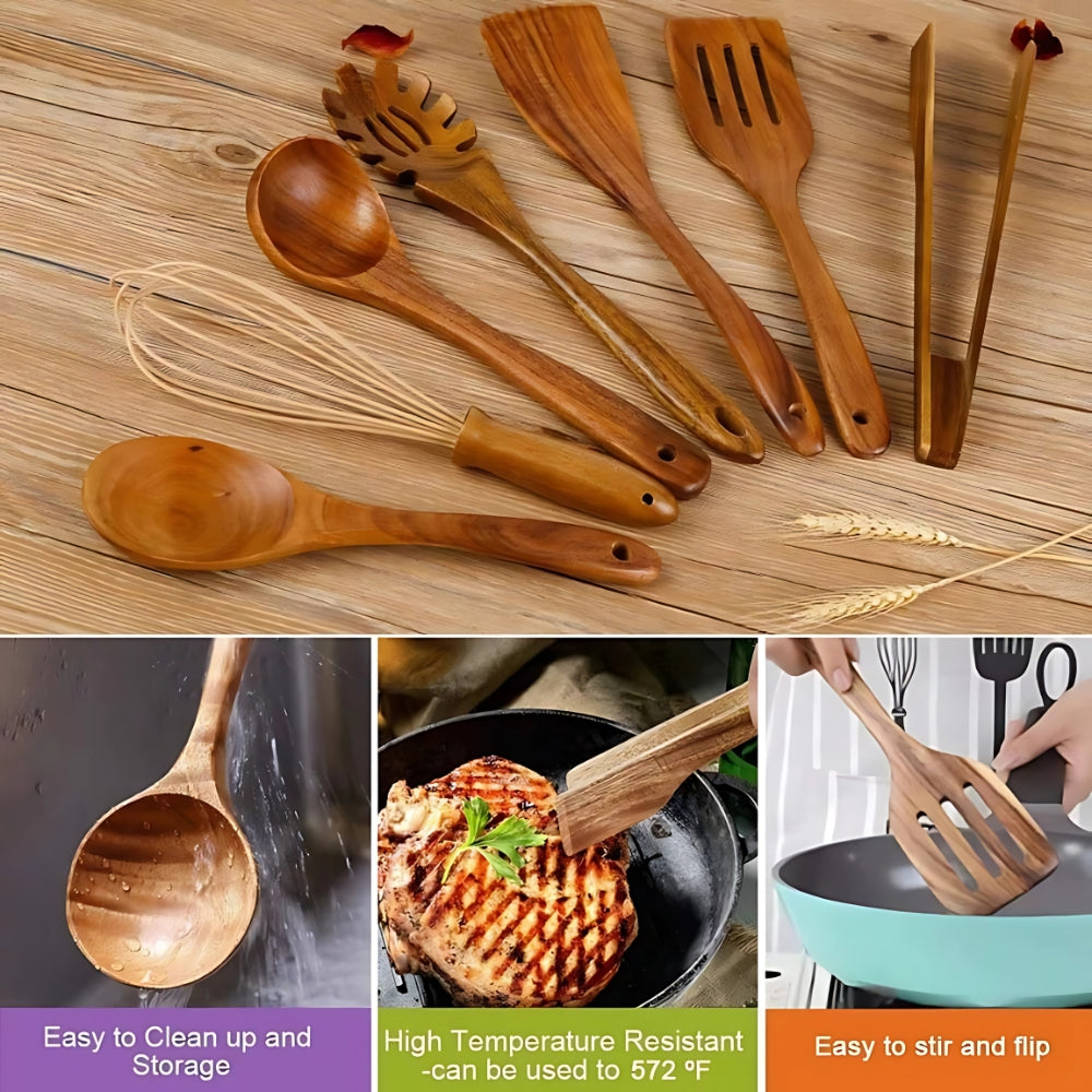 Premium Wooden Cooking Utensils | 7 Sets 1