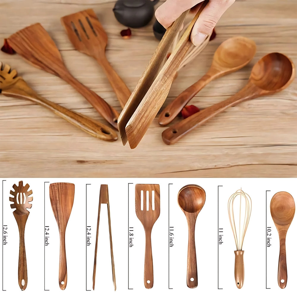 Premium Wooden Cooking Utensils | 7 Sets 5