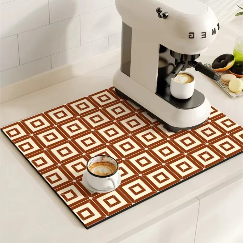 Retro Tile Design Absorbent Coffee Mat 2