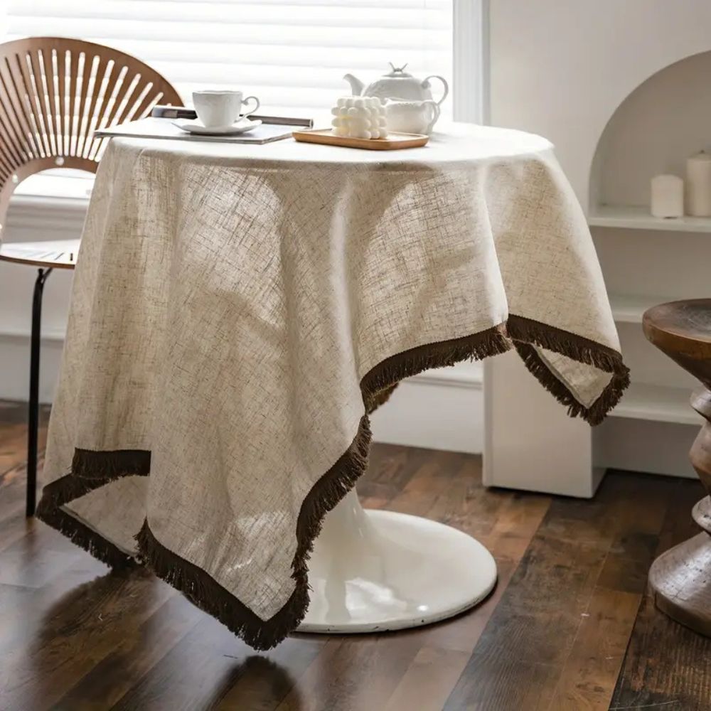 Rustic Charm Tassel Tablecloth 0