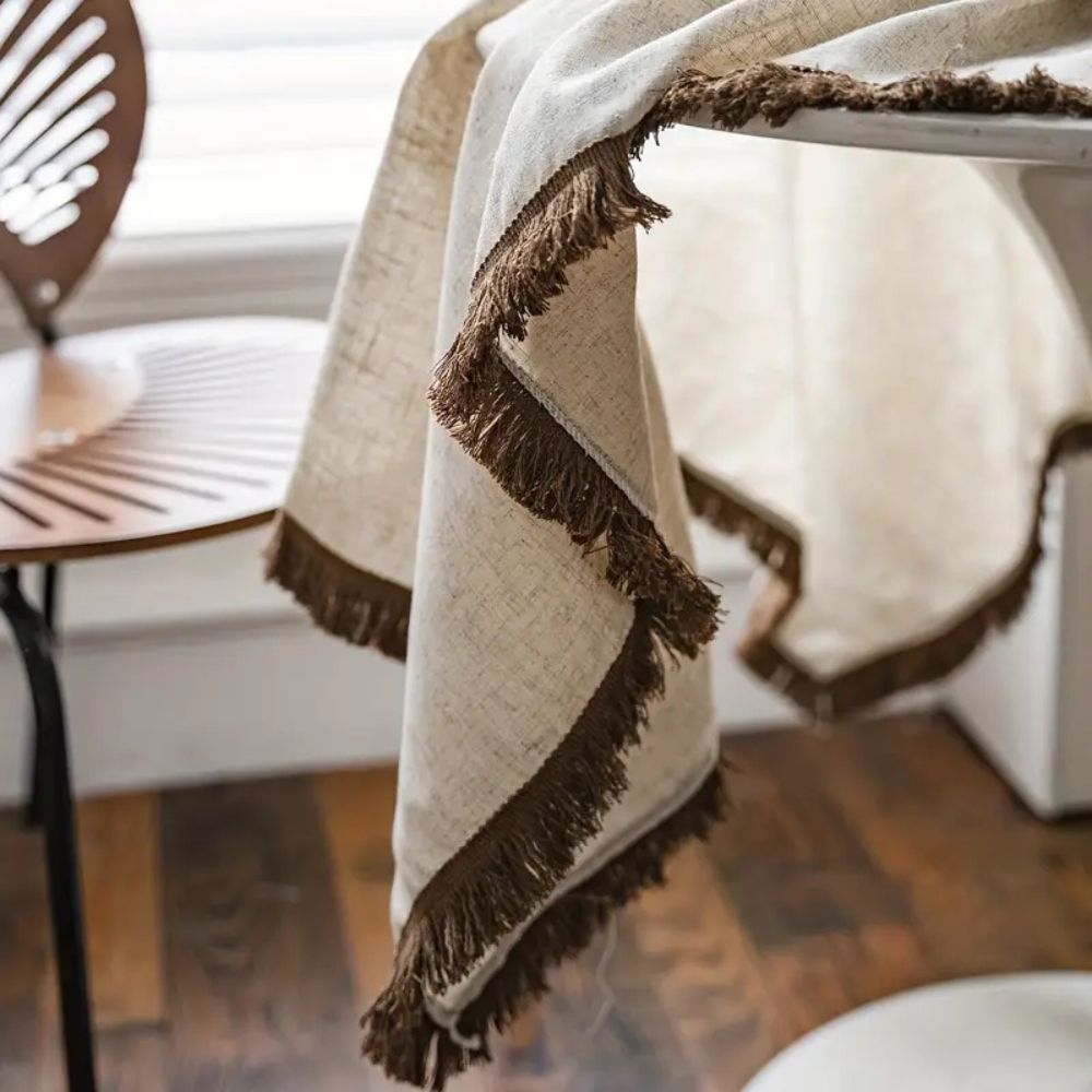 Rustic Charm Tassel Tablecloth 3
