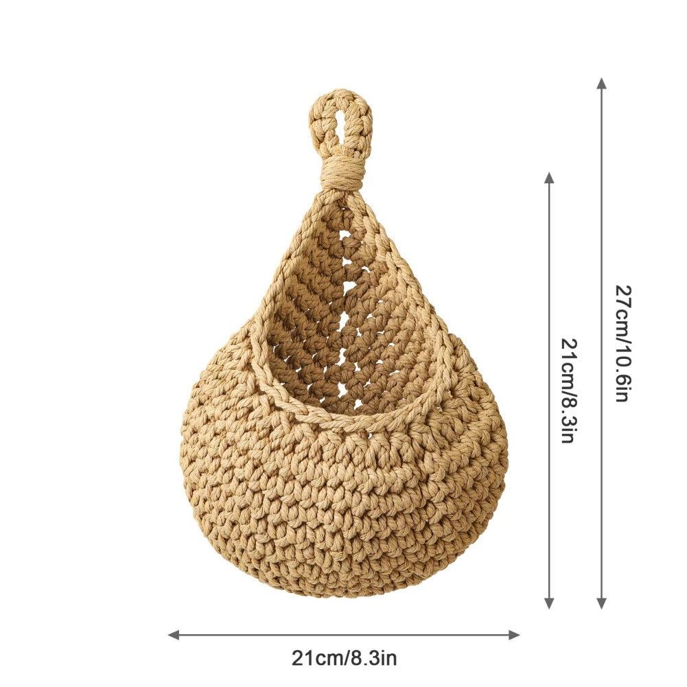 Rustic Jute Collection | Hanging Wall Basket with Teardrop Design | Eco-Friendly Storage for Fruits and Plants