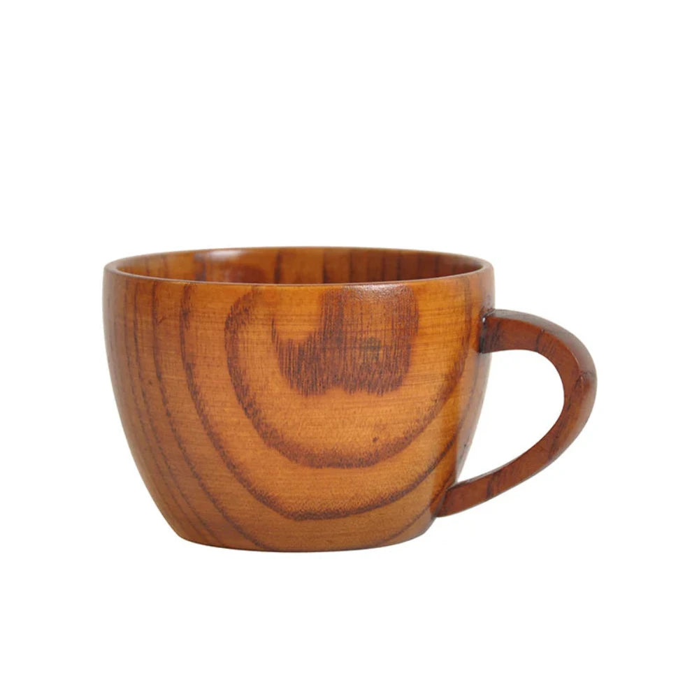 Rustic Natural Wooden Tea Cups with Handle (2PCS) 3