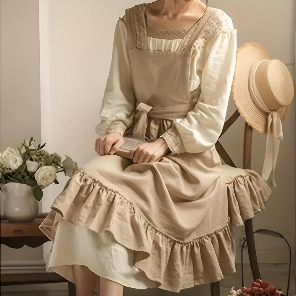 Rustic Ruffle Linen Apron 2