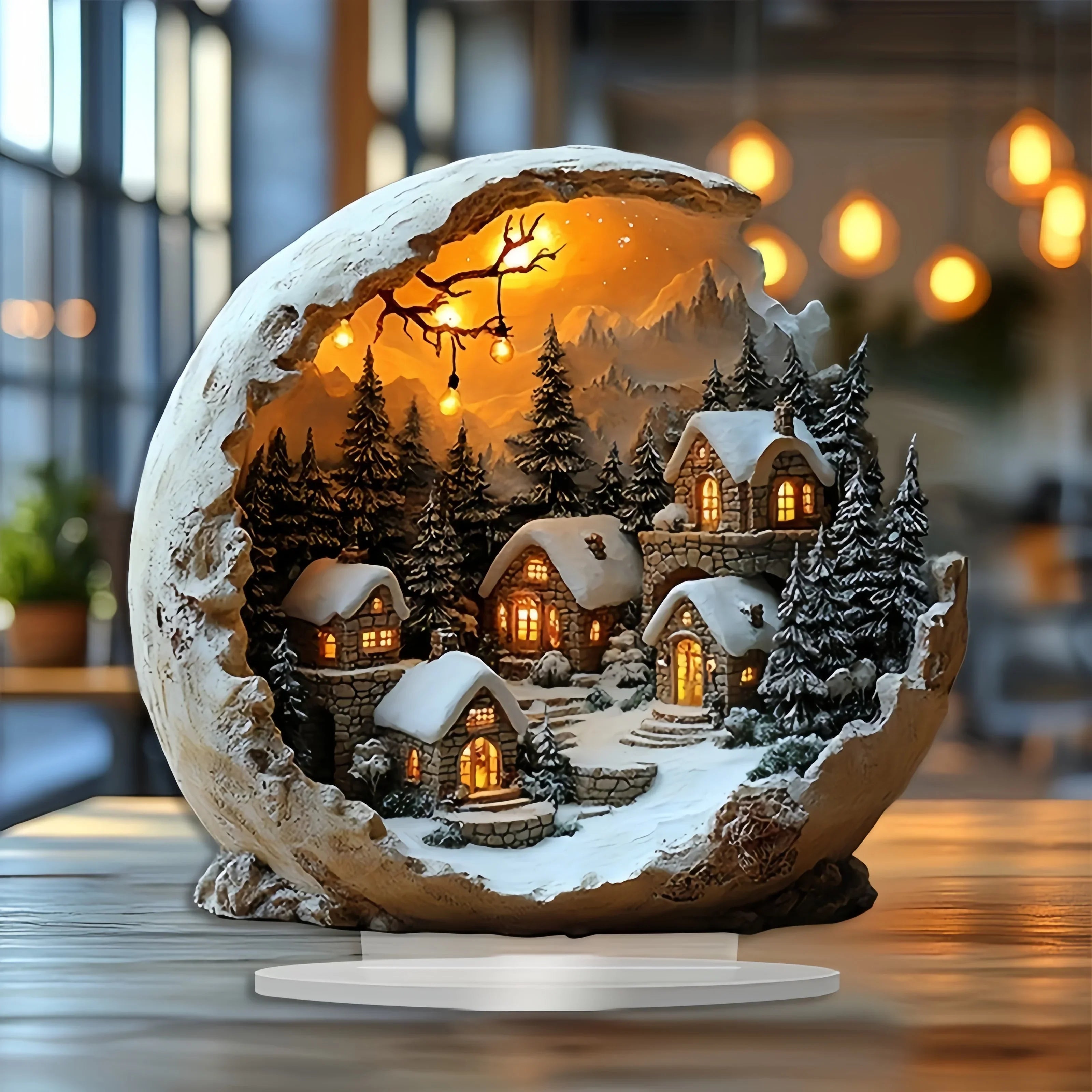 Table Decoration | Warm winter village glow