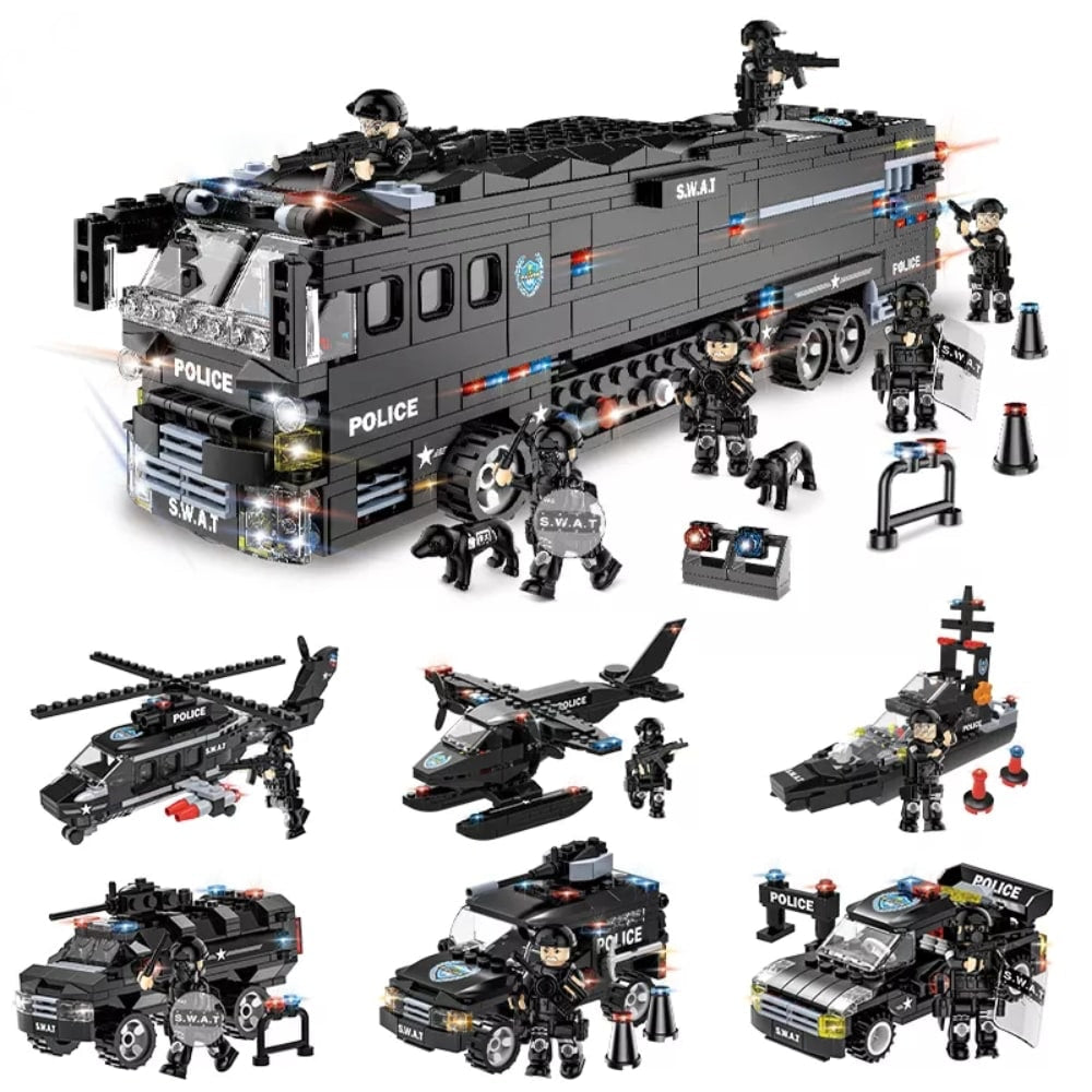 Kids Police Station Building Blocks Toy Set