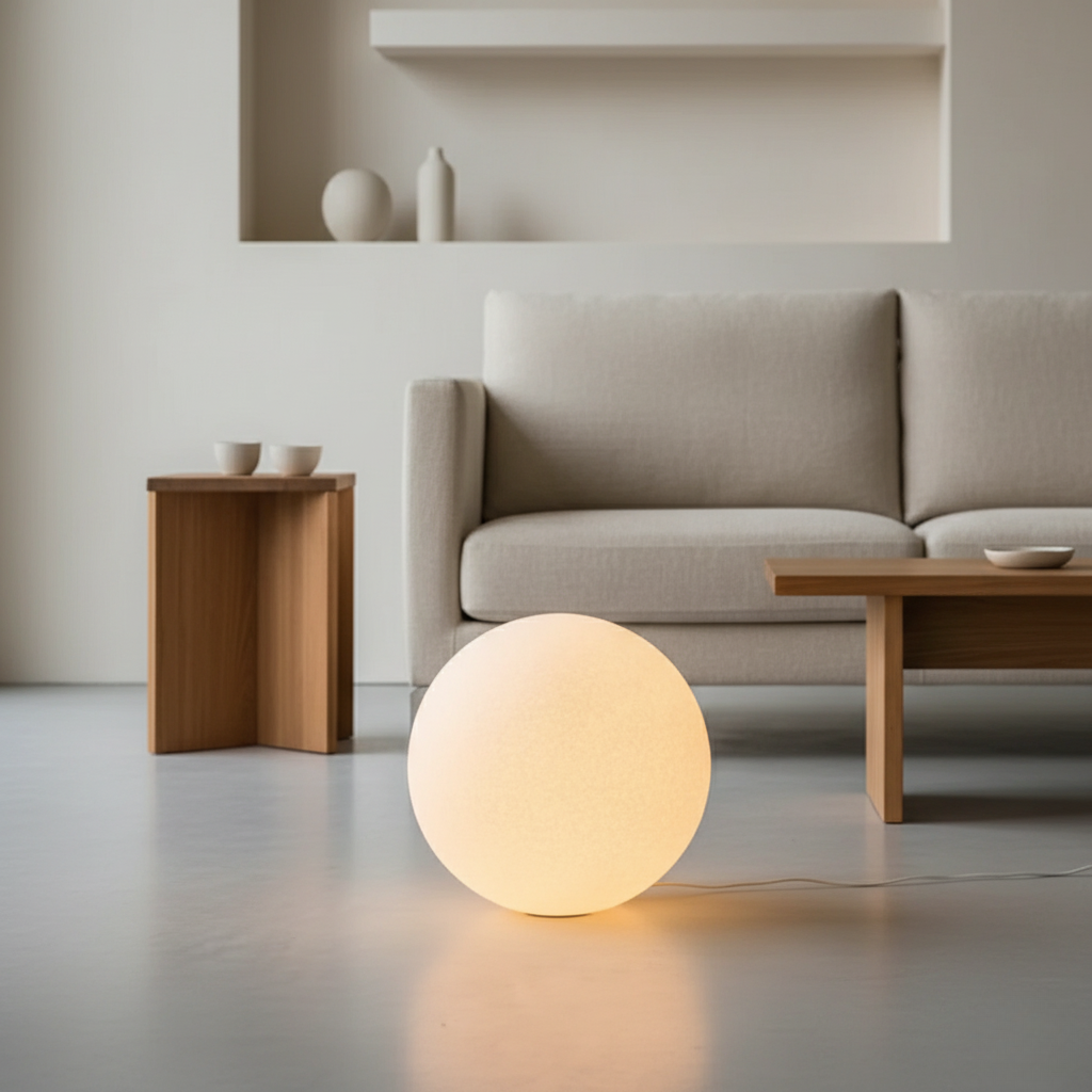Sculptural Floor Lamp | Globe-Shaped Design for Soft Light Diffusion | Minimalist Style for Modern Interiors