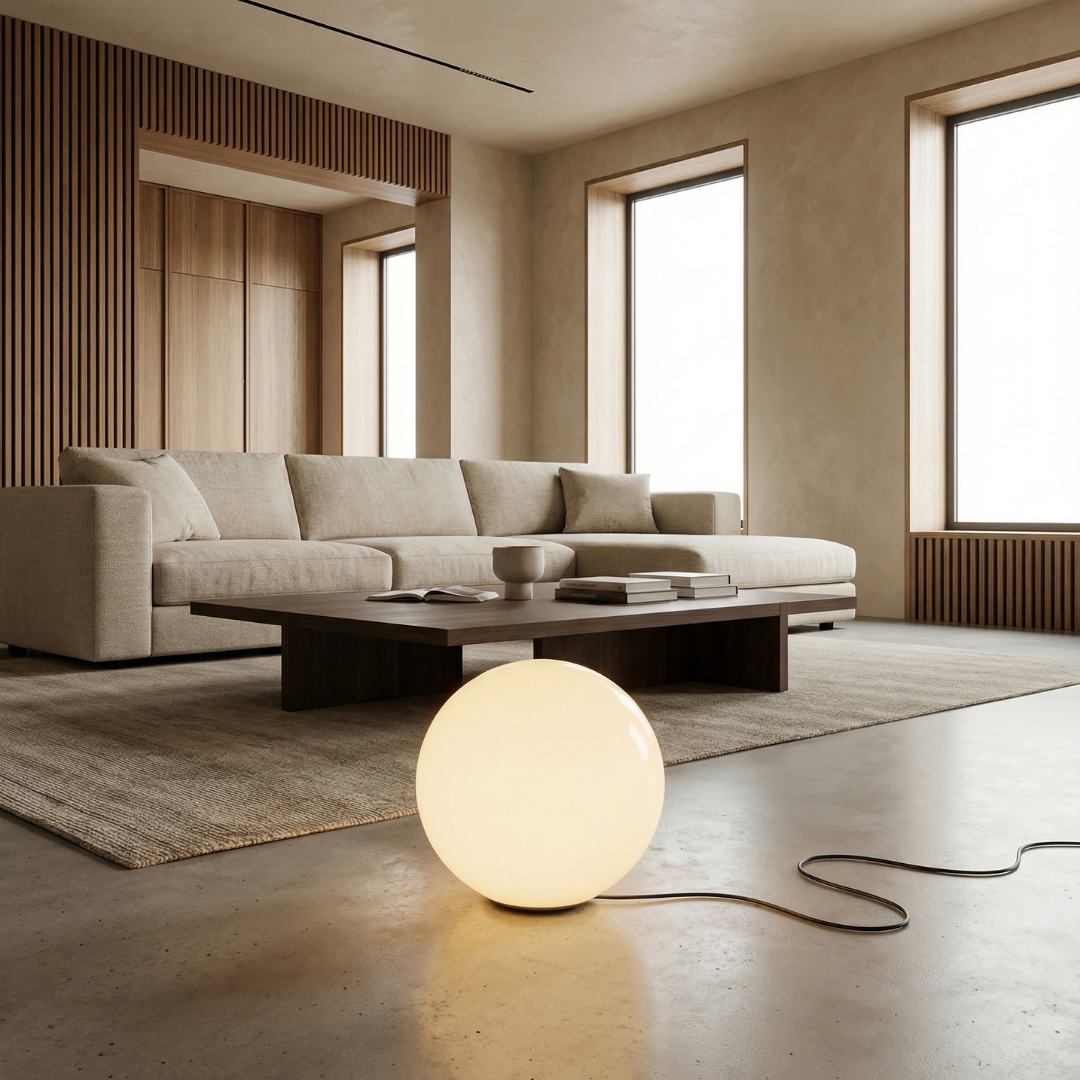 Sculptural Floor Lamp | Globe-Shaped Design for Soft Light Diffusion | Minimalist Style for Modern Interiors