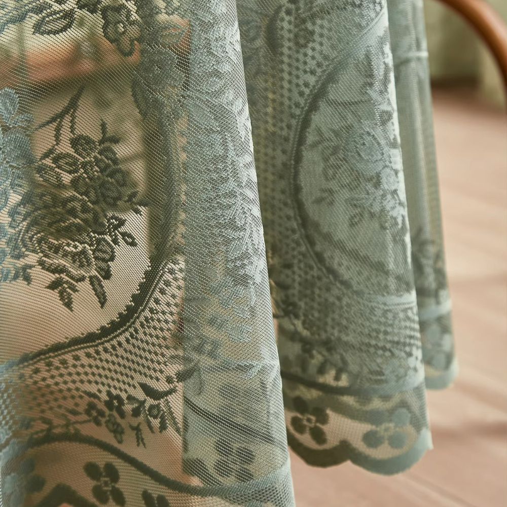 Sheer Lace Round Floral Tablecloth 4