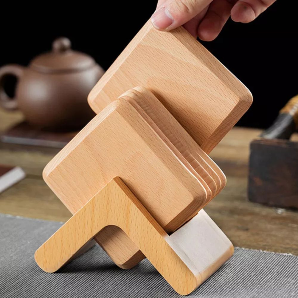 Sleek Stack Wooden Coaster Set | 6pcs 0