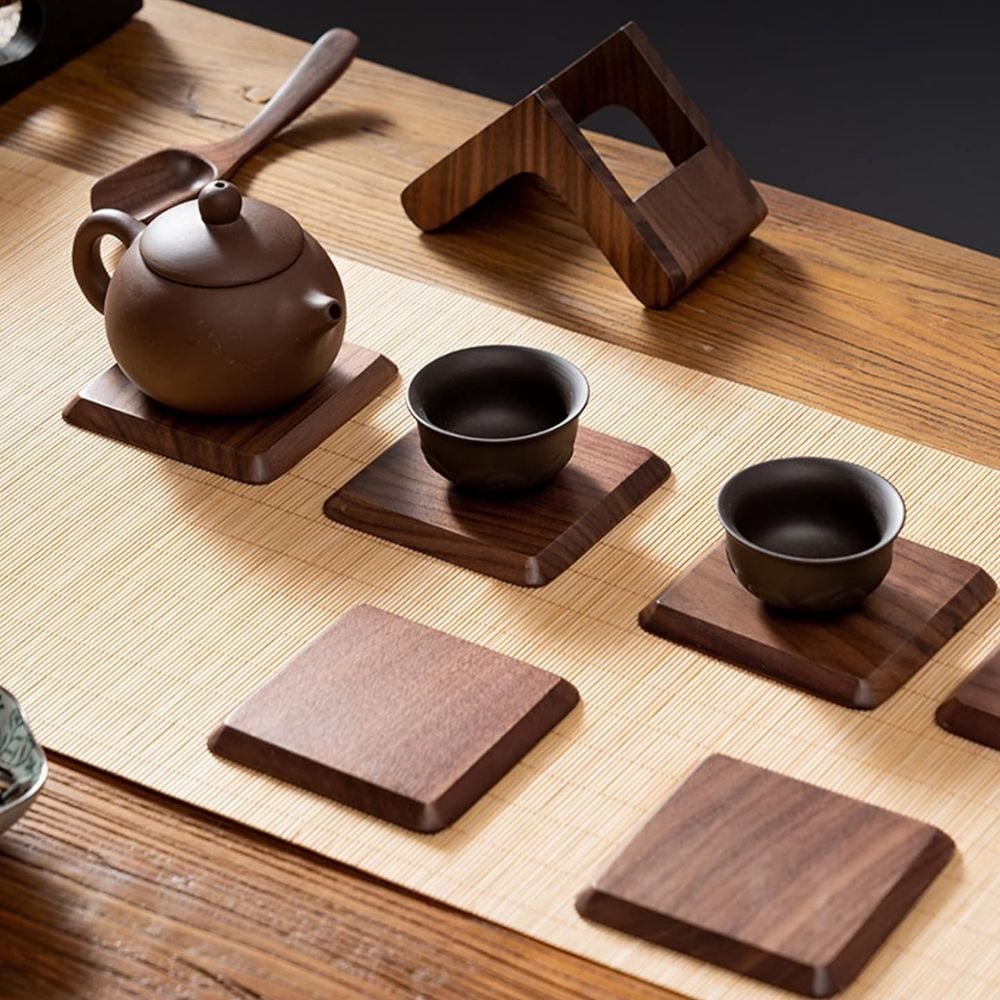Sleek Stack Wooden Coaster Set | 6pcs 1