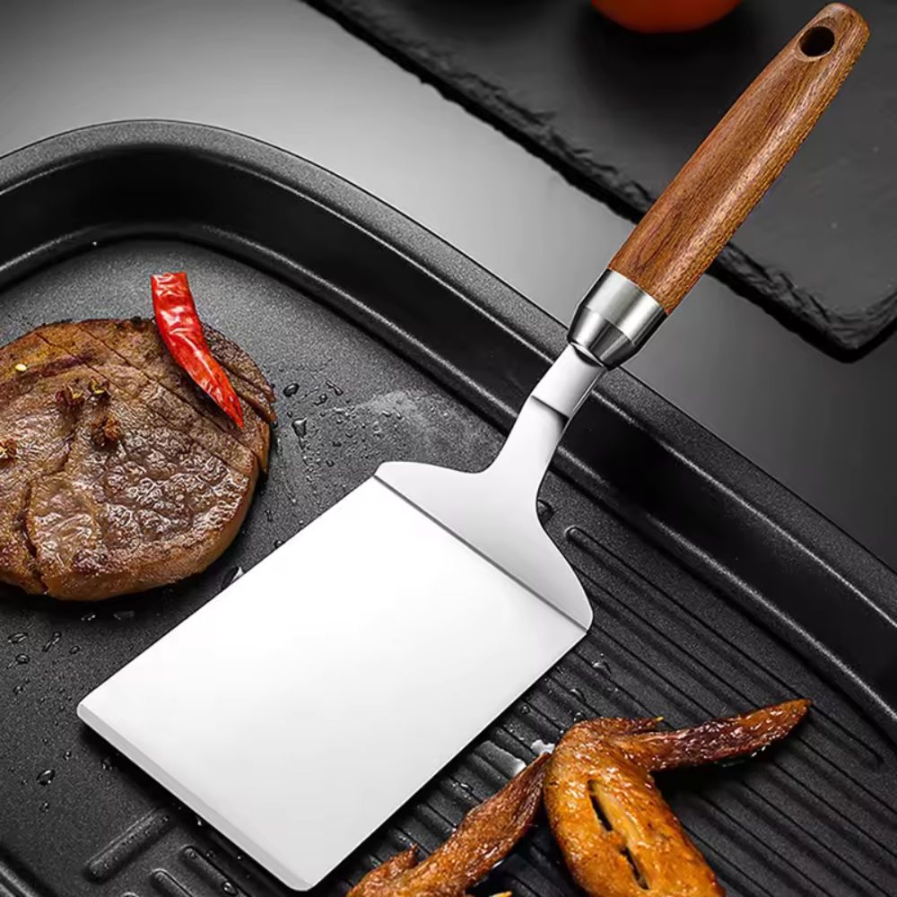 Stainless Steel Kitchen Spatula with Wooden Handle 0