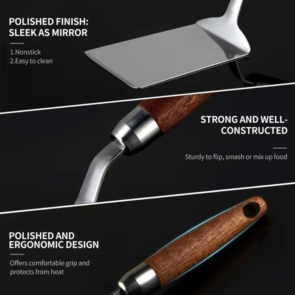 Stainless Steel Kitchen Spatula with Wooden Handle 7