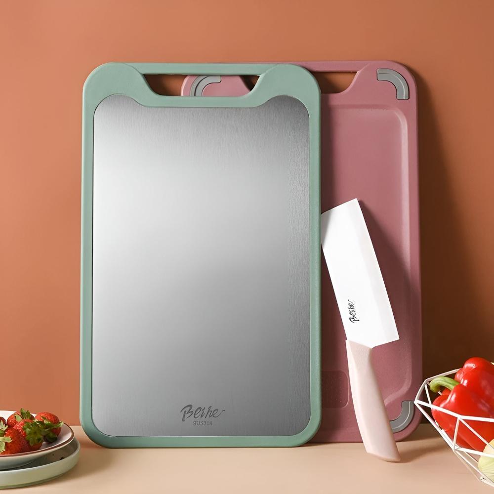 Stylish Double-Sided Stainless Steel Chopping Board 1