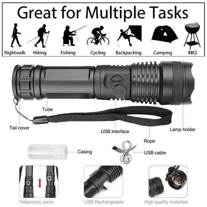 Tactical Flashlight | 90,000 Lumens with Zoom Functionality | Durable Aluminum Alloy for Outdoor Adventures 6