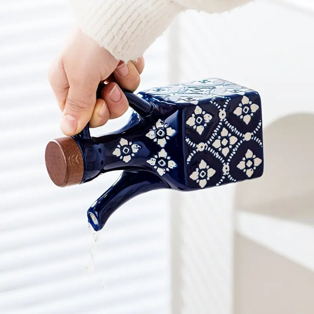 Talavera Ceramic Wooden Lid Oil Dispenser Bottle 2